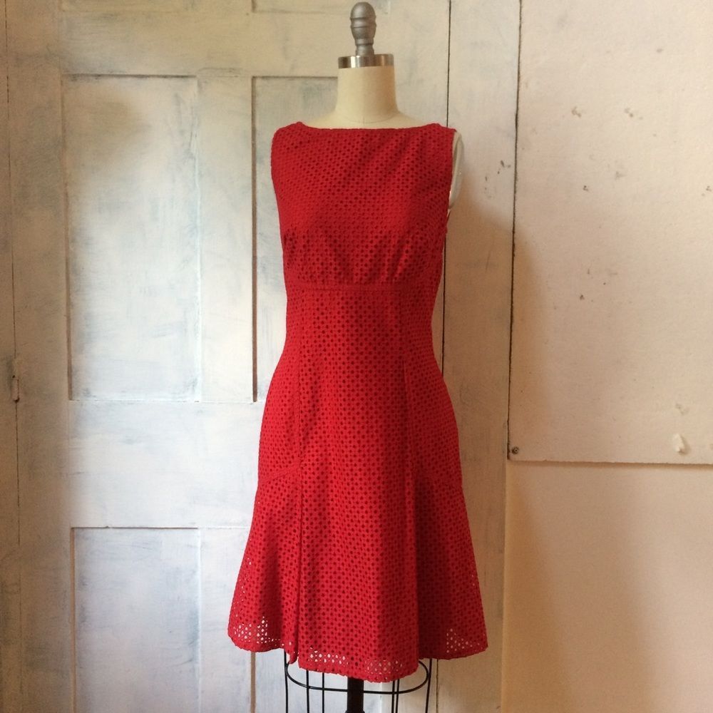 Chaps by Ralph Lauren red a-line high waist dress